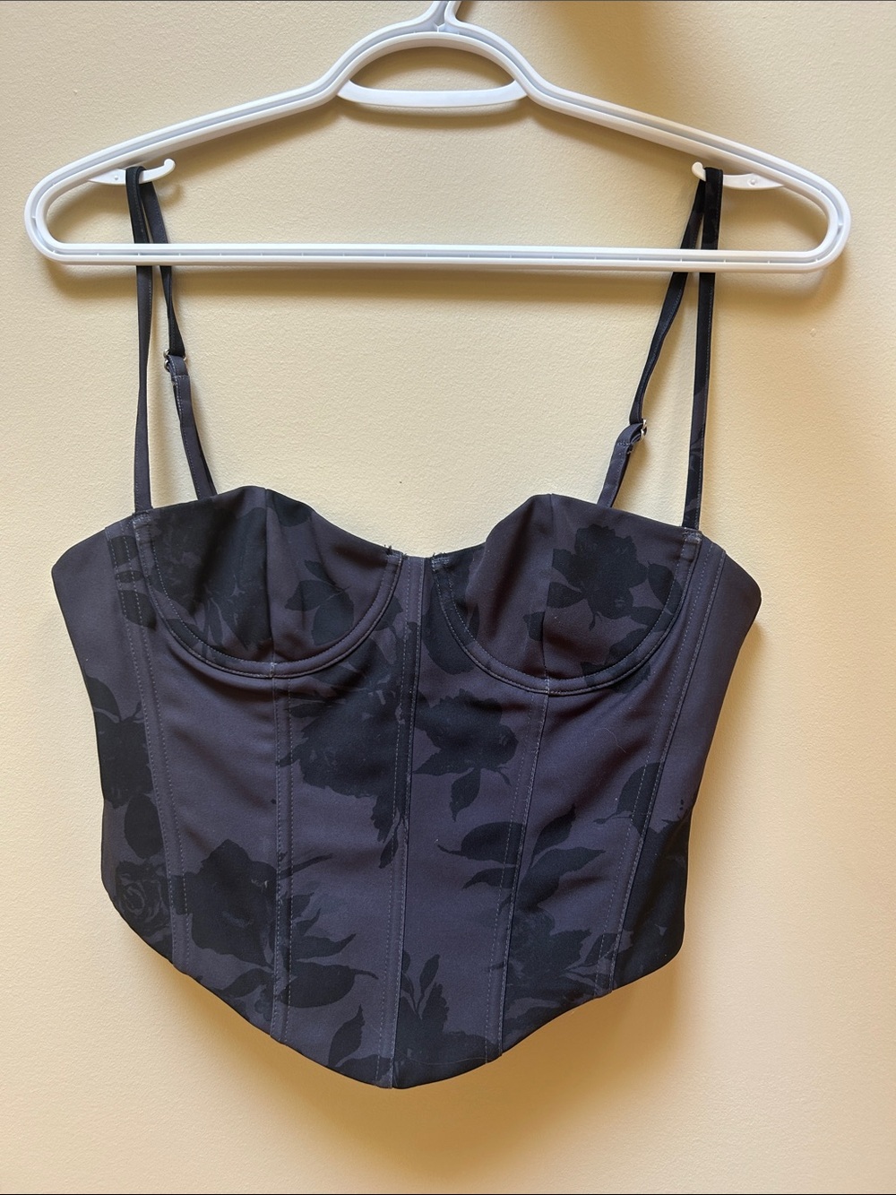 Black Floral Bustier Top